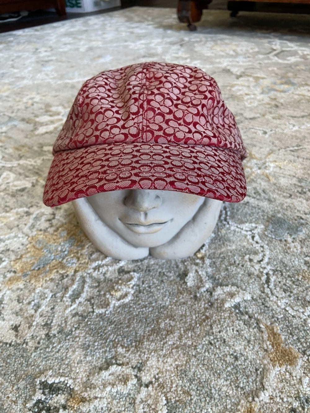 Coach Vintage Y2K Red Micro-Monogram Baseball Cap